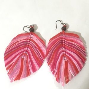 Beautiful red and pink feather earrings!